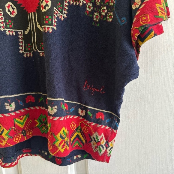 Desigual Paolina Tribal Print Dolman Sleeve Blouse Boho Top Artsy Sz Med - Picture 3 of 6